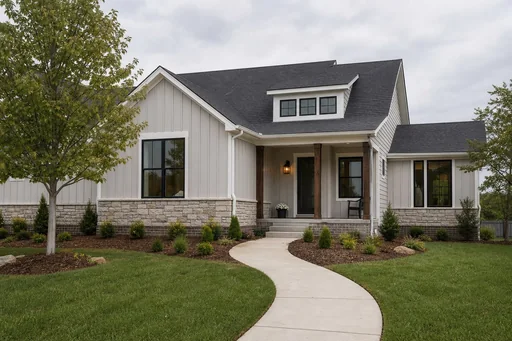 Representative exterior remodeling with siding, windows, trim, and porch detail